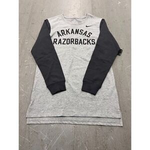 Nike Arkansas Razorbacks Top Men Small Gray Heather Long Sleeve Performance NCAA